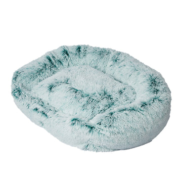 Dog Calming Bed Warm Soft Plush Comfy Sleeping Kennel Cave Memory Foam Teal L PaWz
